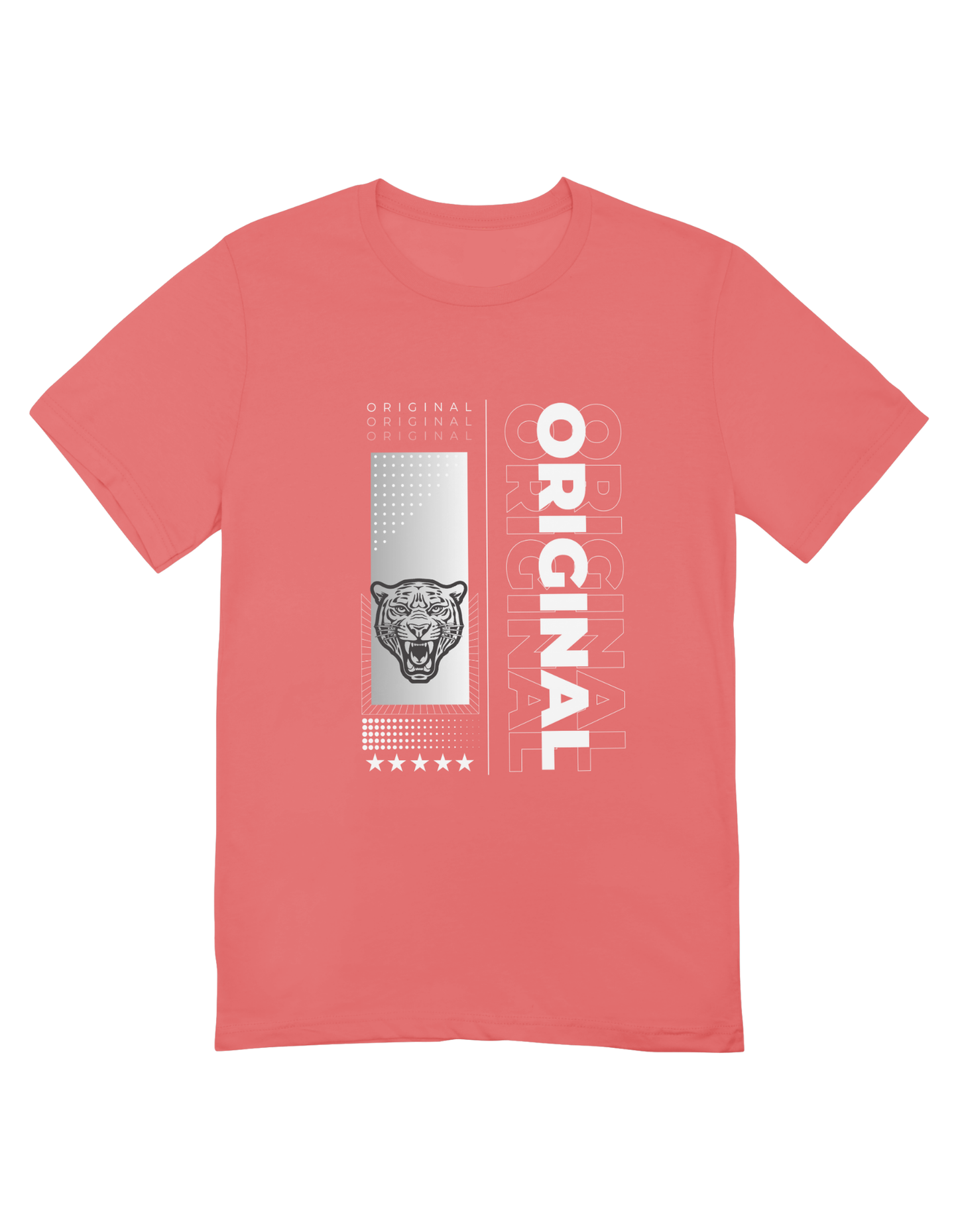 Men Classic Cotton Printed T-shirt Coral