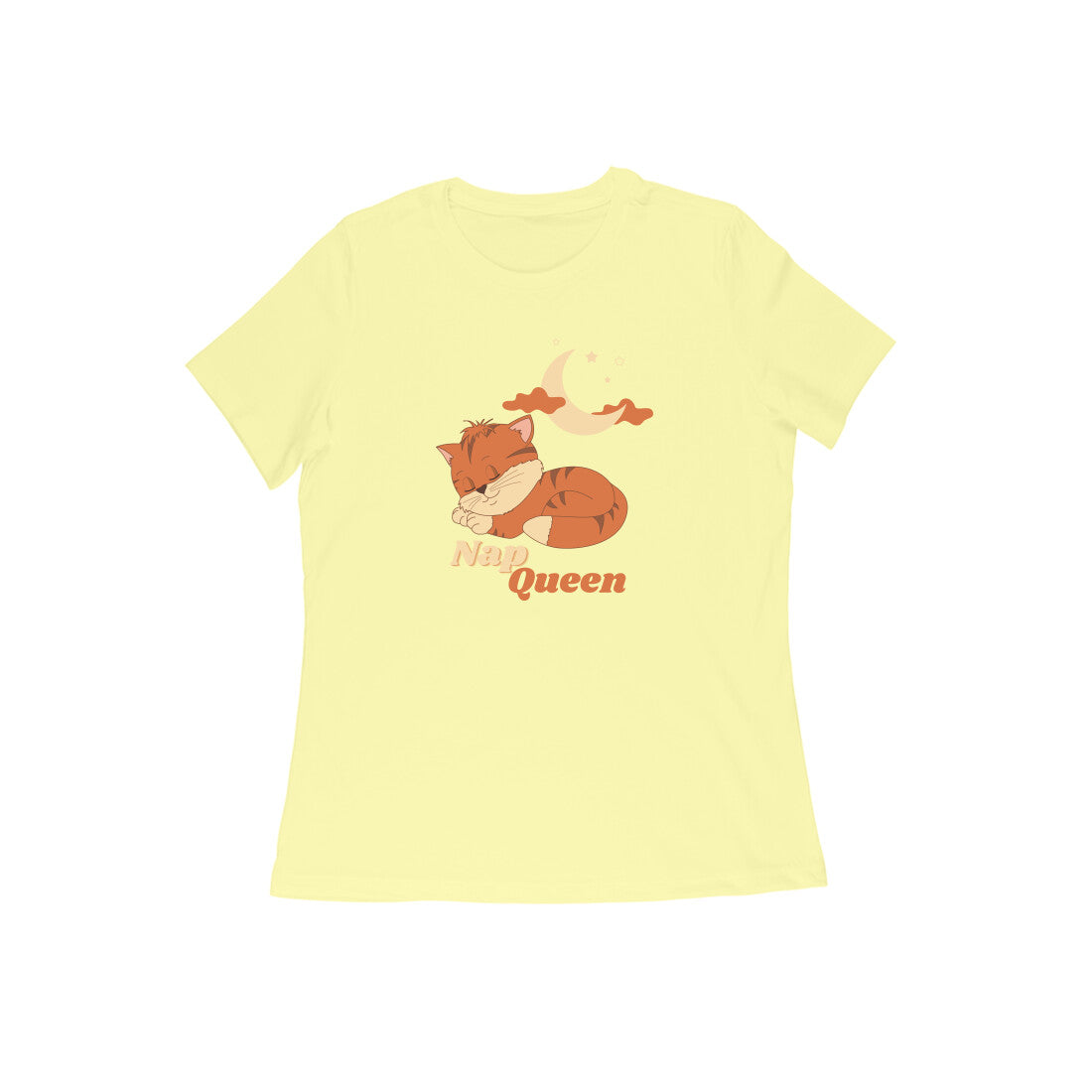 Women Classic Fit Graphic T-shirt - Nap Queen - Butter Yellow