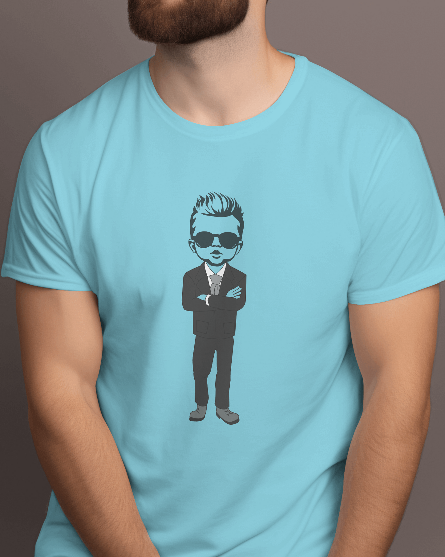 Men Classsic Fit Graphic T-shirt - Boss - Sky Blue