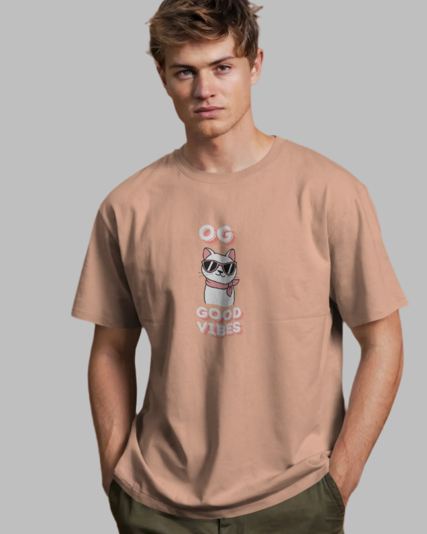 Men Classic Fit Graphic T-Shirt - OG - Peach