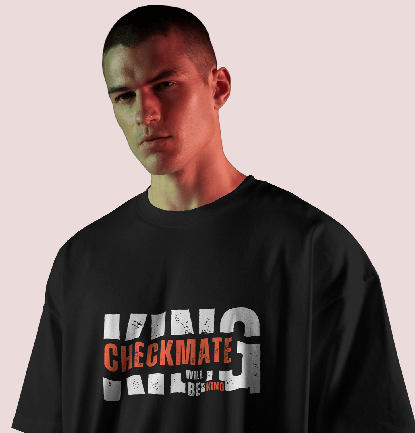 Men Oversized T-shirt Black Checkmate