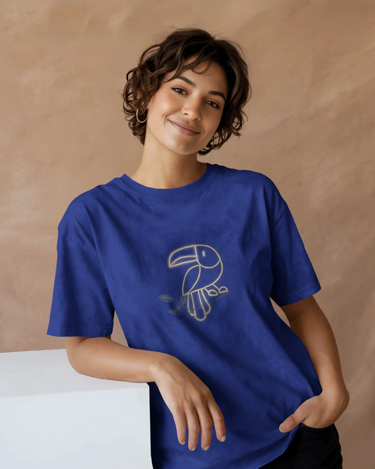 Unisex Oversized T-shirt - Toucan - Royal Blue