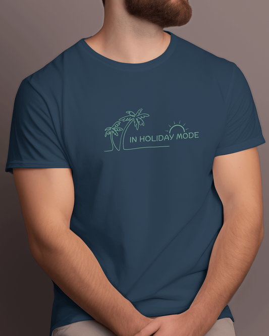Men Classic Cotton Printed T-shirt Navy Blue