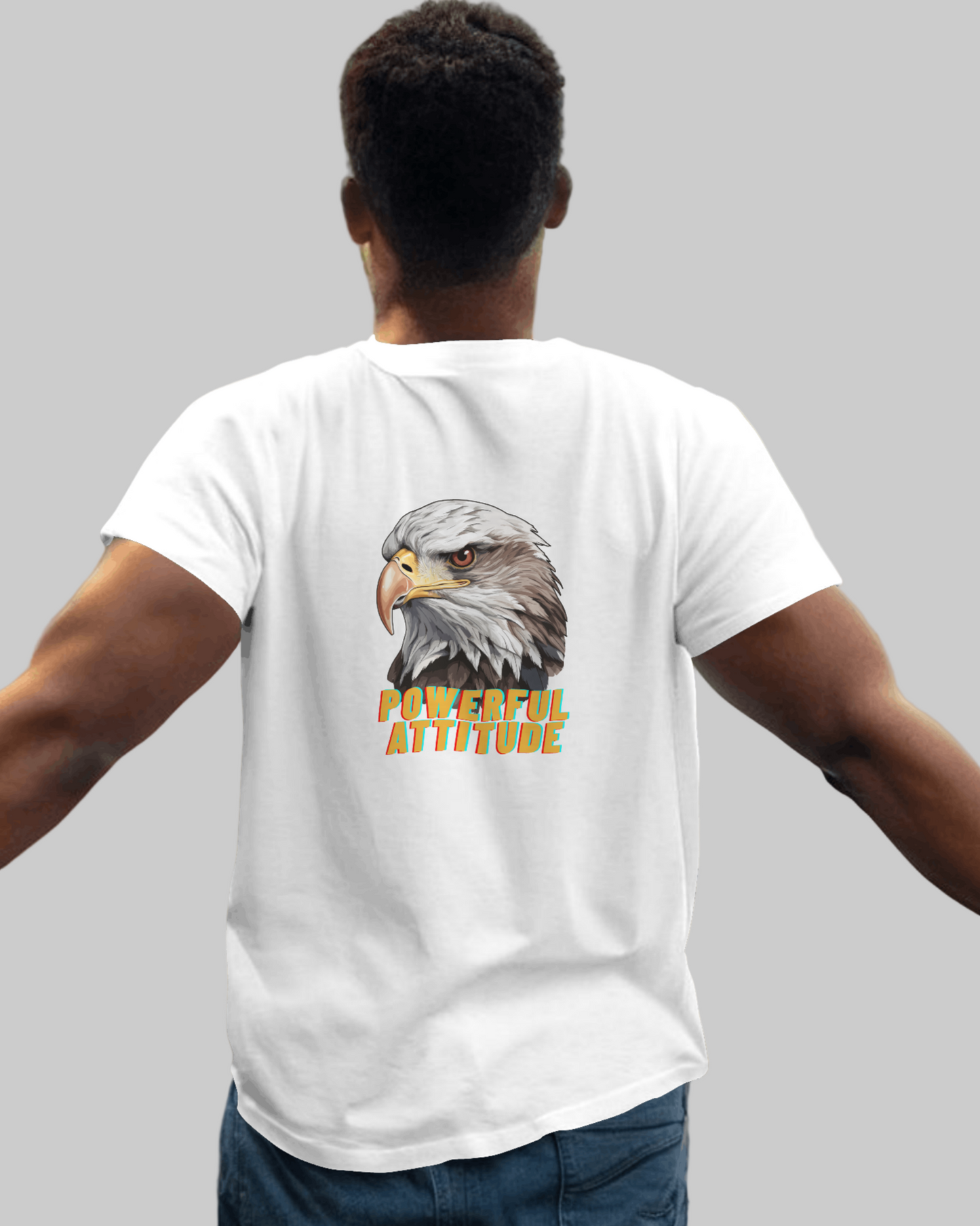 Men Classic Fit T-Shirt - Back print Eagle - White