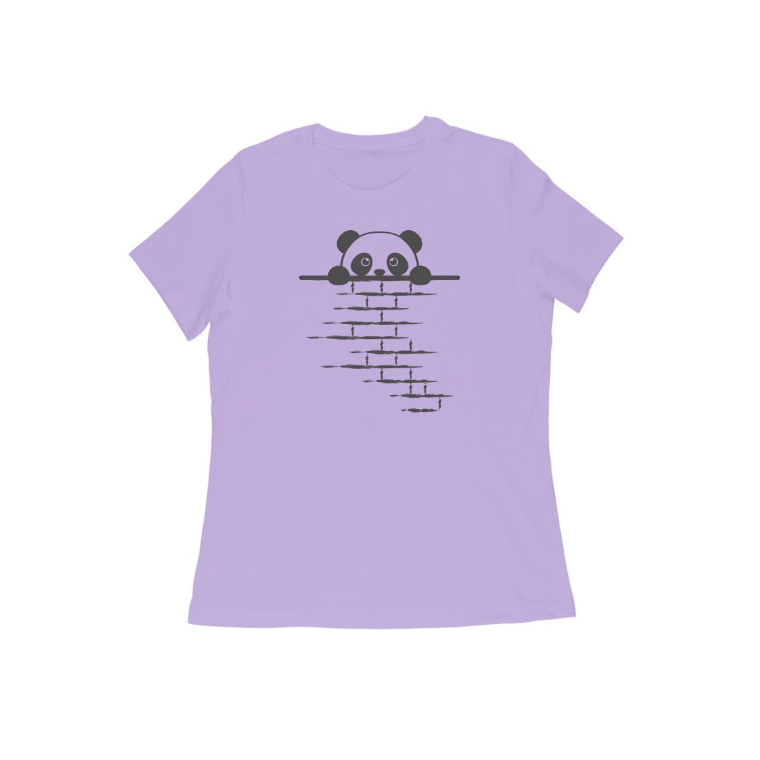 Women Classic Fit Graphic T-shirt - Panda - Lavender