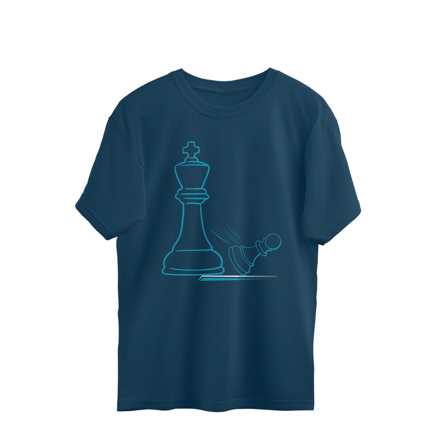 Men Oversized T-shirt Navy Blue Chess