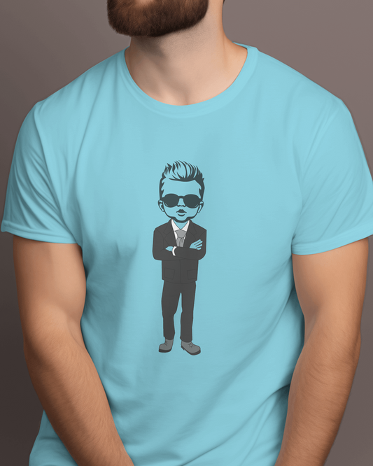 Men Classsic Fit Graphic T-shirt - Boss - Sky Blue