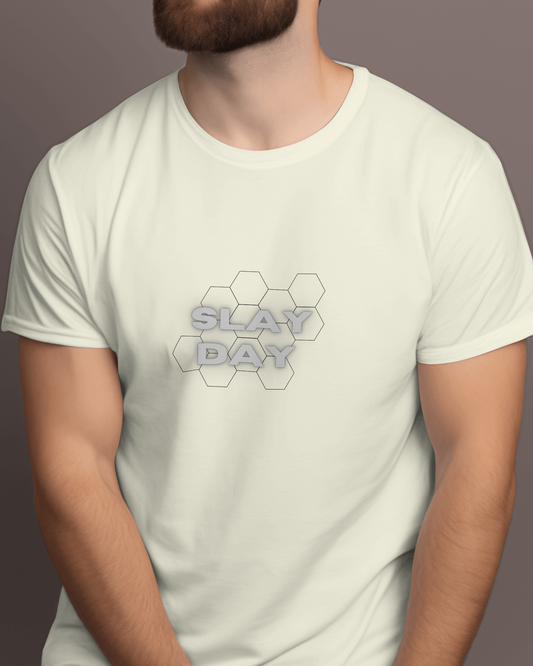 Men Classic Fit Graphic T-shirt - Slay Day - Ivory
