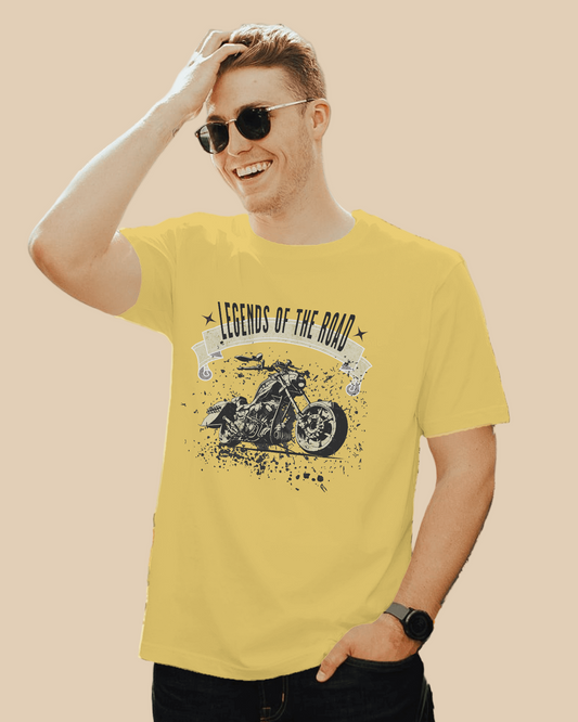 Men Classic Fit T-Shirt - Legend of Road - Yellow