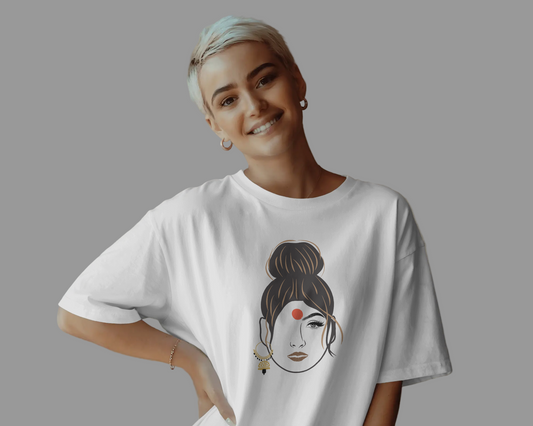Women Oversized T-Shirt - Bindi - White