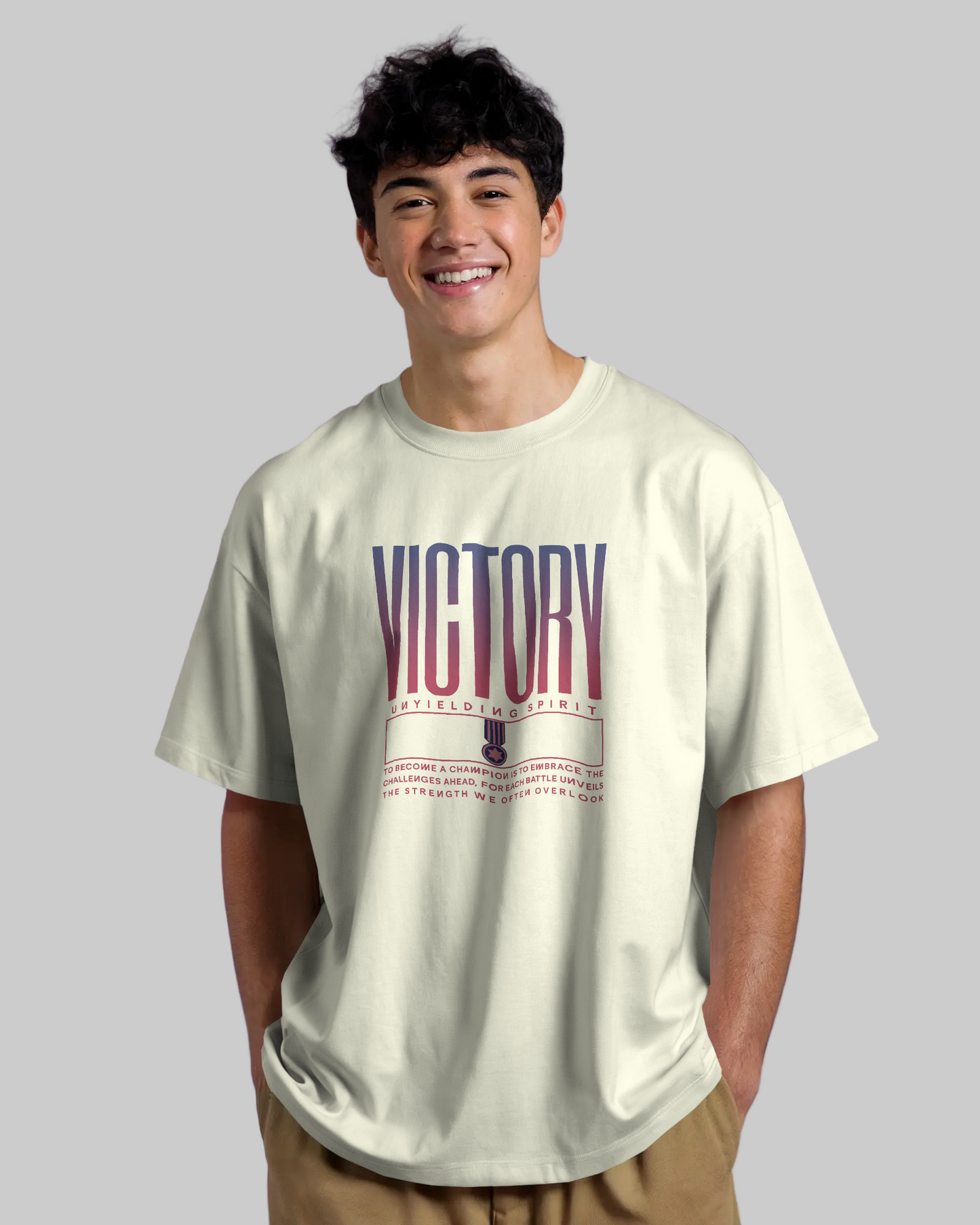 Unisex Oversized T-Shirt - Victory - Off White