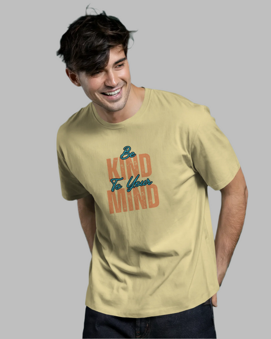 Men Classic Fit Graphic T-shirt - Be Kind - Almond Brown