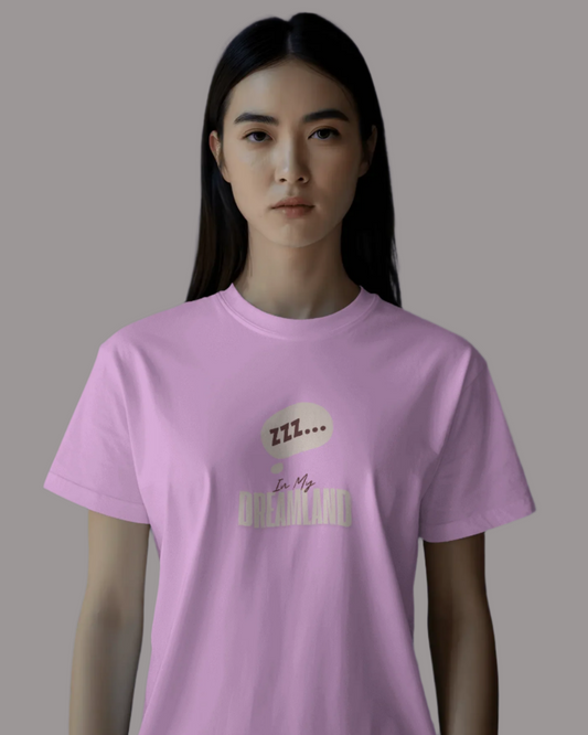 Women Classic Fit Graphic T-Shirt - Dreamland - Baby Pink