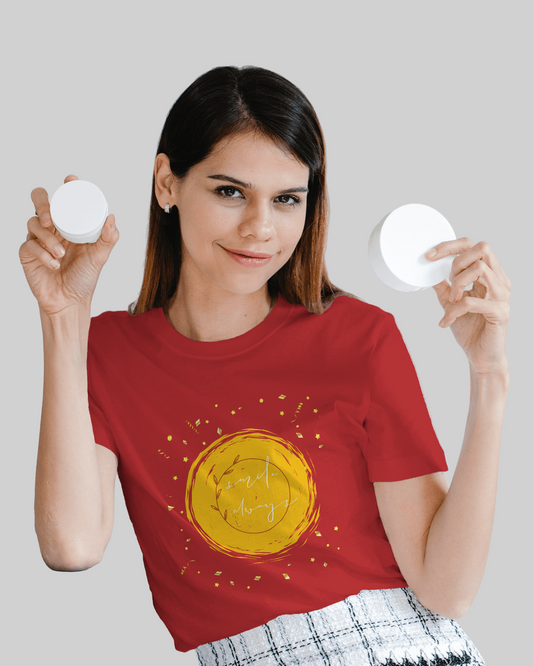 Women Classic Fit T-Shirt - Smile Always - Red